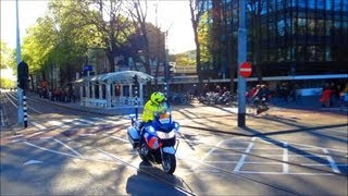 POLITIE ESCORTEERT MINISTER PRESIDENT RUTTE TIJDENS KONINGINNEDAG 2013 [upl. by Nylcsoj381]