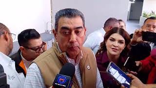 Entrevista al Gobernador Sergio Céspedes durante el recorrido en nuevo mercado municipal de Zacatlán [upl. by Naryt724]