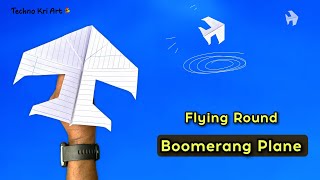 boomerang flying plane Round fly notebook flying new boomerang how to make paper round fly plane [upl. by Tove412]