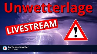 Unwetterlage durch schwere Gewitter am Dienstag  Livestream [upl. by Ailecec555]