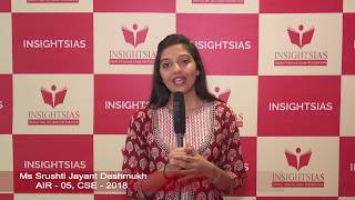 INSIGHTSIAS Toppers Talk  Srushti Jayanth Deshmukh AIR5 [upl. by Fern500]