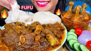 ASMR AFRICAN FUFU SPICY CHICKEN amp MUTTON CURRY VEGETABLES MUKBANG MASSIVE Eating Sounds [upl. by Seuqram]