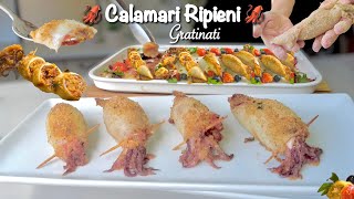 CALAMARI RIPIENI GRATINATI 🦑 ricetta facile e veloce 🦑 Tutto a freddo [upl. by Craven]