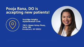 Meet Pooja Rana DO from our Sunridge Heights myGeneration Clinic [upl. by Osithe]