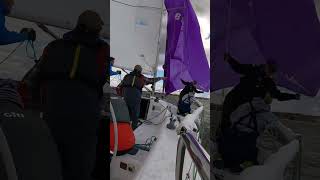 J105 near broach 30 knots of wind sailboating boat yardsailing sailing regatta learntosail [upl. by Eiralav]