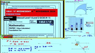 GCSE EDEXCEL MATH 1F 1MA1 PREDICTION NOVEMBER 2024 [upl. by Isaacson259]