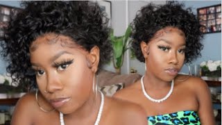 NO PLUCKING REQUIRED Quick amp Easy Curly Pixie Wig Install FT OMG Queen Hair  THE TASTEMAKER [upl. by Colpin]