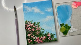 Easy flower painting cloud painting technique acrylic painting tutorial for beginners [upl. by Sewole639]