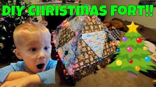 DIY Christmas Fort using Kids Fort Toys Cardboard and decorations [upl. by Salmon]