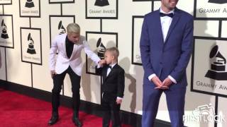 Justin Bieber and Jaxon Bieber arrive at the 58th GRAMMY Awards in Los Angeles [upl. by Adnaval]