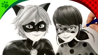 Drawing Miraculous🐞Ladybug amp CatnoirChatnoir together from disney netflix [upl. by Lorrin]