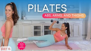 20 Min Beginner Pilates with Weights Workout  Pilates for Weight Loss Challenge Day 15 [upl. by Drolet]