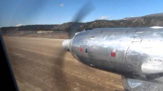 Air North HS748  Engine Startup amp Departure Rwy 03 from Old Crow Airport YOC Yukon Canada [upl. by Nnairak]