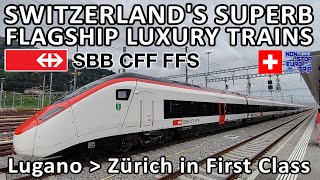 SWITZERLANDS FLAGSHIP LUXURY TRAINS  SBB STADLER RABe 501 GIRUNO FIRST CLASS FROM LUGANO TO ZURICH [upl. by Trab]