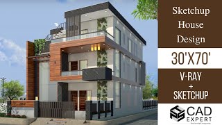 How to Design House in Sketchup  30x70 Complete Tutorial [upl. by Jaymie]