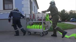 FF Stoitzendorf  Zubringleitung auslegen mit Rollcontainer [upl. by Learsi]