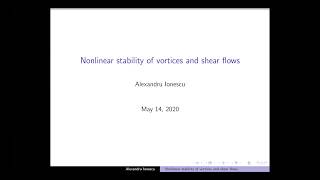 Nonlinear stability of vortices and shear flows Alexandru Ionescu [upl. by Yecats]