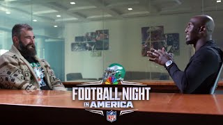 Jason Kelce Eagles Oline build rhythm through run game FULL INTERVIEW  FNIA  NFL on NBC [upl. by Nerok]