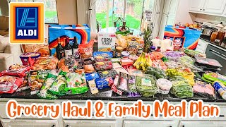 ALDI Grocery Shopping Haulwith prices and meal plan for family [upl. by Esinart]