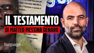 Roberto Saviano racconta lultimo interrogatorio di Messina Denaro quotÈ il suo testamento” [upl. by Rebecca337]