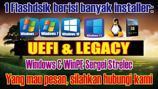 Cara Membuat Multootable Flashdsik Win 11 Win 10 Win 7 Win XP WinPE Sergei Strelec AIO Boot [upl. by Nnaaihtnyc]