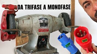 Convertire una mola da banco da trifase a monofase con il condensatore [upl. by Amlet]