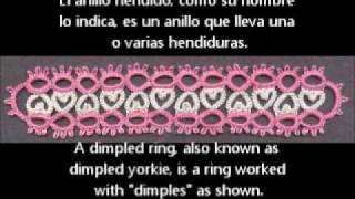 Frivolitetatting lesson 86  anillo hendido  dimpled yorkie [upl. by Dragon]