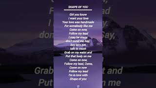 Shape of yoy lyrics english lyrics songlyrics [upl. by Corene748]