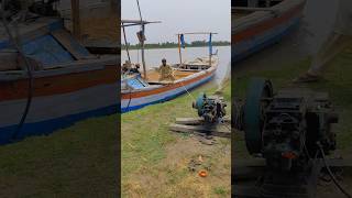 Diesel Engine Start With Boat Help starting engine boat shortsvideo [upl. by Burwell]