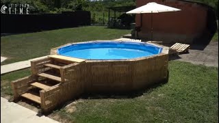 cheap SWIMMING POOL made of PALLETS [upl. by Cornelius]