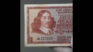 1967 South Africa 1 Rand Banknote southafrica [upl. by Novla]