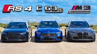 New AMG C63 vs BMW M3 vs Audi RS4 DRAG RACE [upl. by Adnical]