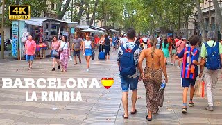 Las Ramblas Barcelona 🇪🇸💃🏻 4K Walking Tour [upl. by Pawsner]