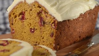 Pumpkin Cranberry Bread Recipe Demonstration  Joyofbakingcom [upl. by Hamrnand138]