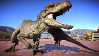 Dinosaurs Battle  Tryrannosaurus Rex Vs Spinosaurus Vs Indominus Rex Vs Indoraptor  JWE2 [upl. by Iraam]