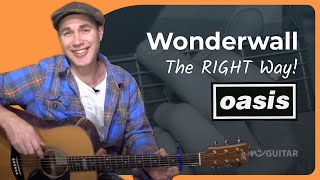 Oasis Wonderwall Guitar Lesson  Correct Strumming [upl. by Gnuhp]