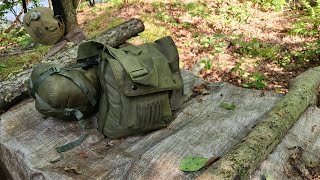 Whats in my haversack MRE lunch plus setting up my military rain poncho [upl. by Olympium]