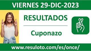 Resultado del sorteo Cuponazo del viernes 29 de diciembre de 2023 [upl. by Bremser]