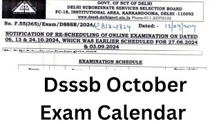 DSSSB October Exam Calendar  JA EXAM dsssb [upl. by Kragh241]