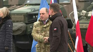 British Secretary of Defence Ben Wallace welcomed by Polish counterpart  AFP [upl. by Gamages614]