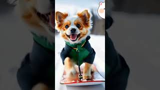 Cute ai dog snowboarding  Subscribe dogy dogai doggycuteness cutepet ilovedogs fypage dogs [upl. by Esinnej]