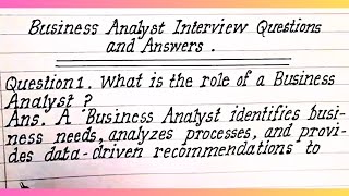 Interview Question  Business Analyst Interview Questions and Answers [upl. by Rudd]