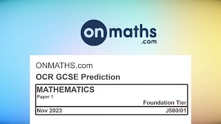 Nov 2023 Predicted Maths GCSE Paper 1 OCR Foundation Paper 1 Calculator Exam J56001 [upl. by Lesnah]