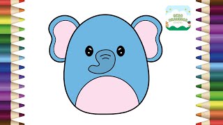 How to Draw A Cute Elephant Squishmallow  Elephant Drawing [upl. by Debera]