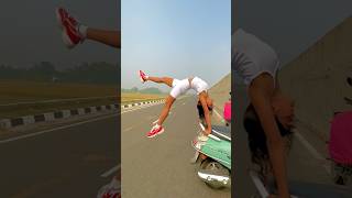 Scooty se stunt 😱 flexibility yogapractice fitness ytshortsindia ￼ [upl. by Asiralc482]