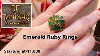 Tanishq 22k Ruby amp Emerald Finger Ring Designs with PriceGemstone Finger RingDiamond RingDeeya [upl. by Charmine]