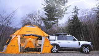 ⭐FIVESTAR TENT ☔MAXIMAL Camping In the Winter Rain  Land Rover DEFENDER [upl. by Merla]