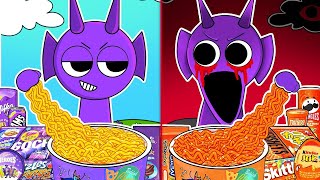 Incredibox Sprunki  Durple Normal Vs Horror Versions Convenience Store Purple Food  ASMR Mukbang [upl. by Pelligrini]