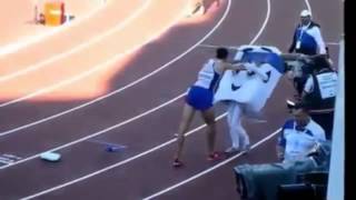 French Athlete Assaults 14 YearOld Girl Mascot After Winning Track Event [upl. by Aillimac]