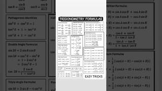 Trigonometry Formulas lists trigonometry shorts shortfeed shortvideo [upl. by Torras356]